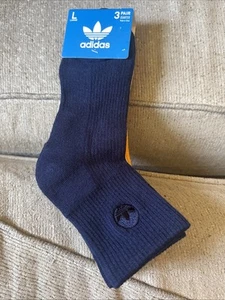 Adidas 3Pk Trefoil Quarter Socks One Pair Each Navy-Yellow-Gray Size L Mens 6-12 - Picture 1 of 4