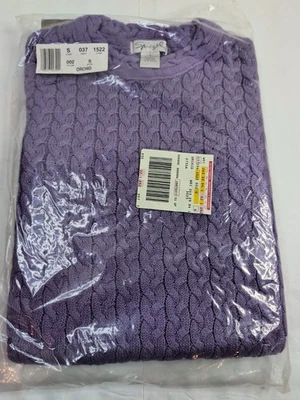 Suéter de ganchillo tejido con cable vintage Speigel para mujer lavanda pescador pequeño Foto 1 de 4