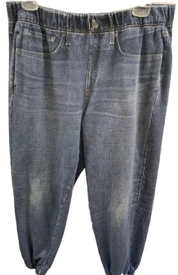 RAG & BONE New Miramar Mia Knit Jogger Sweatpants Faux Jeans XL Blue Exc Cond - Image 1 of 4