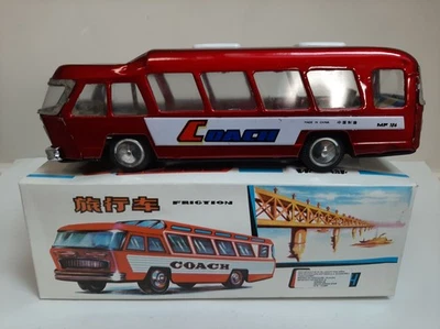 Ancien jouet BUS / AUTOCAR à friction en tôle "Coach" - échelle 1/24 - Photo 1/4