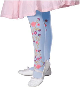 Small Blue Child Flower Tights girl kid formal wedding dance model costume - Picture 1 of 14