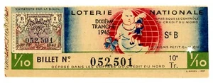 France … P-NL … Loterie Nationale … 1945 Affixed Stamp… *AU+* - Picture 1 of 2
