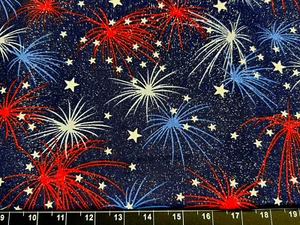 Tina Scrap 9"x21" Fireworks 4th of July New Years Bursts Colors FABRIC COTTON - Picture 1 of 1