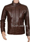 Classic Men's Lambskin High Quality Leather Jacket Motorcycle Brown Coat