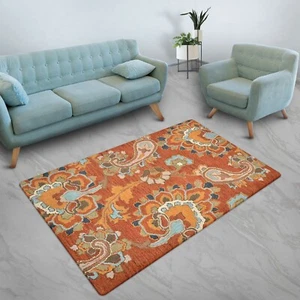 Alfombra ecológica de lana acolchada a mano floral óxido BBH Homes BBK00151 - Imagen 1 de 5