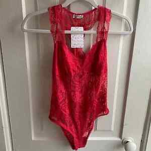 Free People Midnight Hour Bodysuit in Hot Berry NWT