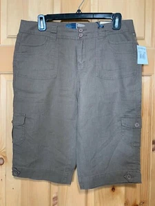 NWT I Love My Beau Women's Cargo Shorts sz 10 P Brown - Picture 1 of 6