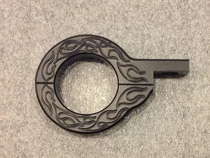 BILLET ALUM TOP-MOUNT WHIP / LIGHT CLAMP WITH ENGRAVED FLAMES, 1 3/4" BAR, BLACK - Picture 1 of 2