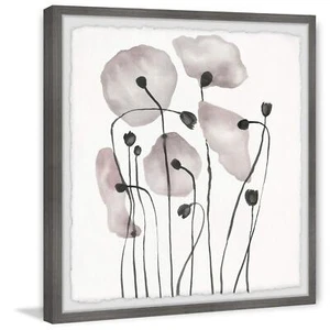 Marmont Hill Pink Poppy Bloom Framed Painting Print 18x18 - Picture 1 of 6