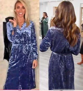 NEW G by Giuliana SZ XL Black Label Crushed Velvet Shirtdress DRESS BLUE SZ XL - Picture 1 of 19