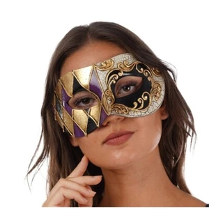 Purple Venetian Eye Mask Masquerade Horror Fancy Dress Costume Halloween Mask - Picture 1 of 2