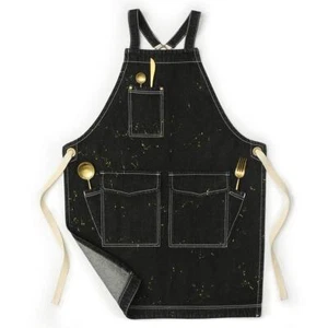 Men’s Black Cross Back Apron Denim Work Apron with Pockets Adjustable XXL - Picture 1 of 9