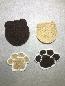 Teddy Bear Handmade Crochet Coasters Pretty And Cute - 4Pc Set, Brand New - Picture 1 of 2