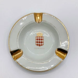Monaco Ashtray featuring Coat of Arms & Crown Banner Vintage Limoges France - Picture 1 of 5
