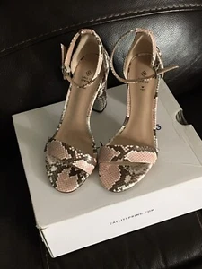 Call it Spring Women’s Tayvia Block Heel Sandals SZ 6 Snakeskin Vegan - Picture 1 of 6