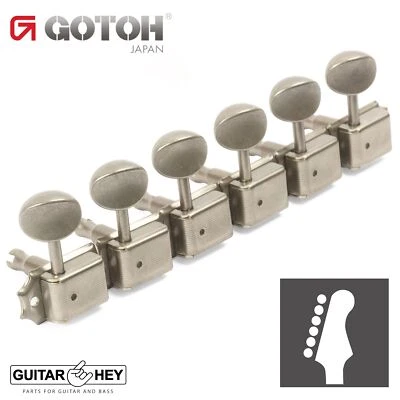NEW Gotoh SD91-05M 6-In-Line Tuning Keys STAGGERED Height Posts - AGED NICKEL - Image 1 of 4