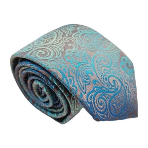 J. Ferrar Necktie Turquoise Paisley Pattern Men's Neck Tie Jacquard Fabric - Picture 1 of 5