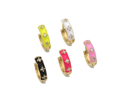 Pendientes de aro de todos los días estrella esmaltada colorida, Sku#LX191 Foto 1 de 4