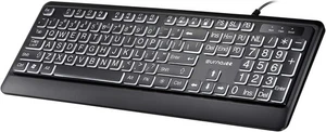 Large Letter Print Keyboard, 104 Keys Standard Full Size USB Wired White LED - Picture 1 of 6