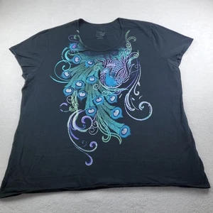 Just My size Peacock T Shirt 4x womens Black just my style - Picture 1 of 18