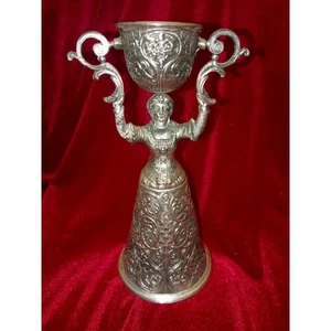 Vintage Silver Plated Cup Wedding Goblet Toasting Woman - Picture 1 of 7