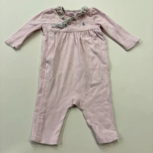 Pijama Polo Ralph Lauren Bebé Niña 6 Meses (6M) Rosa Rayas Floral Volantes - Imagen 1 de 7