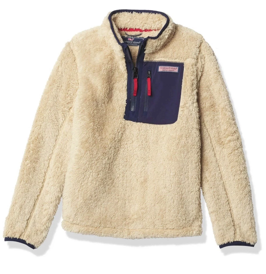 Vineyard Vines 男孩 Stillwater Sherpa Quarter 拉链夏尔巴羊毛套衫 — 第 1/4 张图片