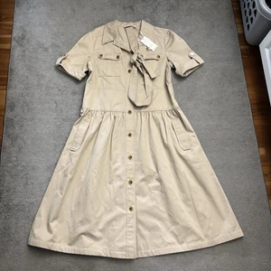 Tory Burch Short Sleeve Safari Button-Down Belted Midi Dress NEW 12 - Picture 1 of 10