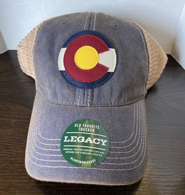Sombrero Bandera Colorado Parche C Gorra Azul/Tostado Malla Legado Snapback Ajustable Nuevo Foto 1 de 4