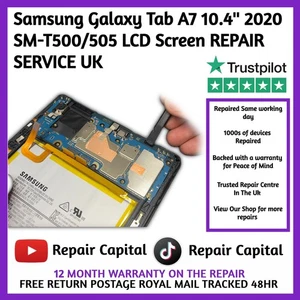 Samsung Galaxy Tab A7 10.4'' 2020 SM-T500/505 LCD Screen REPAIR SERVICE UK - Picture 1 of 2