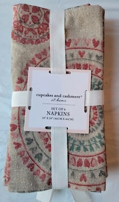 Cupcakes & Cashmere 6ct Cloth Napkins Valentines Heart Tapestry 18x18 - Image 1 of 4