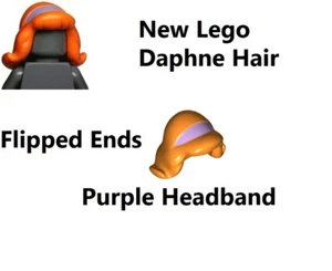 LEGO Minifigure Orange Hair Headband Purple Daphne Scooby Doo Flipped ends Wig - Picture 1 of 1