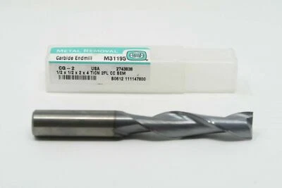 METAL REMOVAL M31195, 1/2" x 2"LOC x 4"OAL SE 2FL TiCN Solid Carbide End Mill - Image 1 of 4