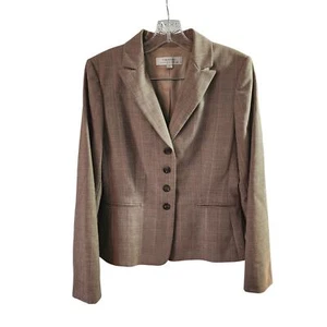 Tahari Damen braun creme lila rosa kariert Wollmischung Anzug Blazer Größe 8 - Bild 1 von 8