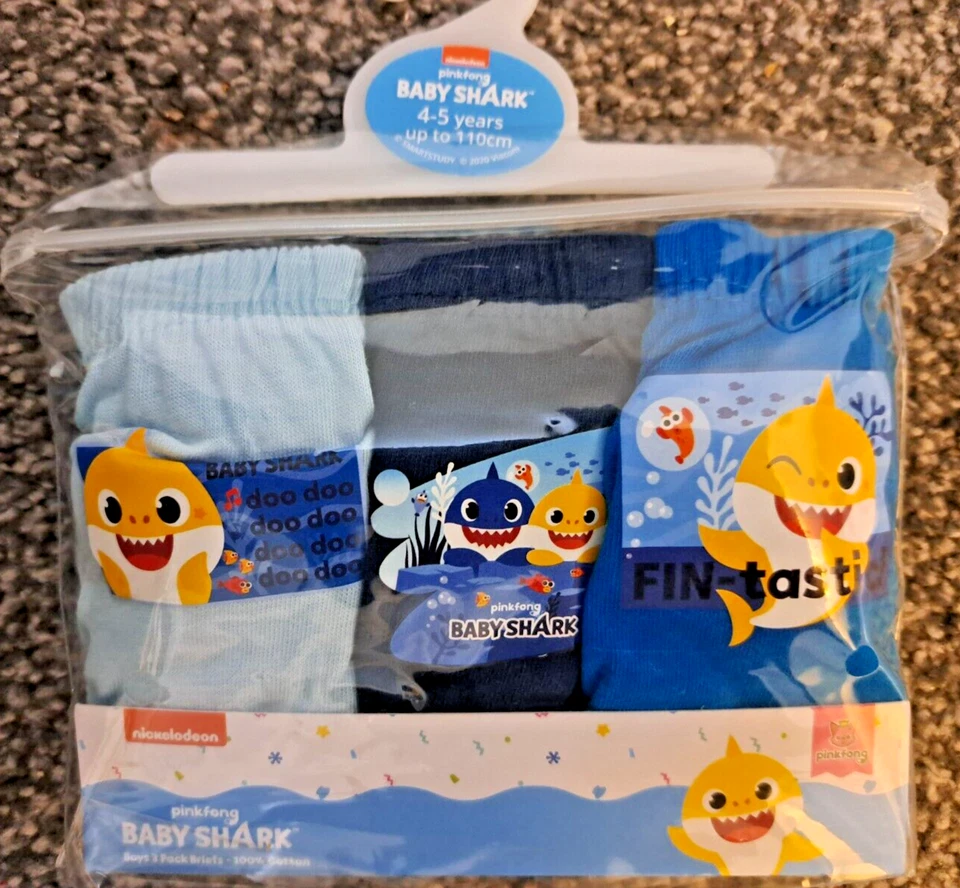 Boys Baby Shark Pack Of 3 Briefs Underwear. Ages 18 Months To 5 Years - Image 1 of 1