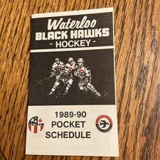 1989/90 Waterloo Black Hawks pocket schedule USHL