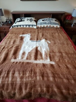 Alpaca Woven 50Wx72L  Blanket Bed Cover Wall Hanging Handwoven 100% Alpaca Wool - Image 1 of 3