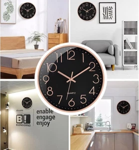 Bedroom Kitchen 30cm Silent Decorative Round Clocks Large Simple Quartz Sweep - Picture 1 of 5