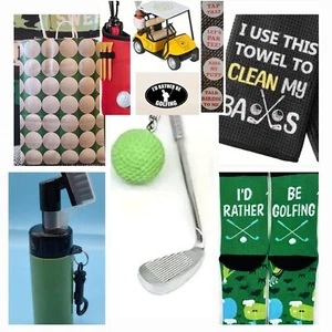 Golf Novelties For Men/Teen: Socks,Cart ,Towel, Ball Marker,Holder,Cleaner - Picture 1 of 13