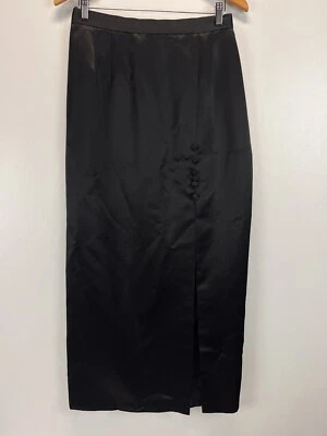 Alex Evenings Women's Long Skirt Formal black satin size 14 GUC Side Slit - Image 1 of 4