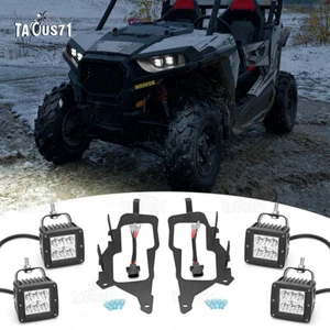 UTV 3" LED Headlight Light Pod Mounting Brackets Fit POLARIS RZR 900 XP 1000 - Picture 1 of 12