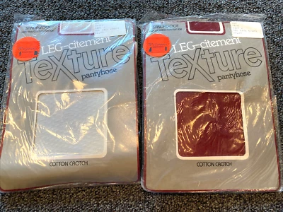 LOT (2)  Leg-citement Texture Pantyhose Sandalfoot Ivory & Wine A - U Get Both - Image 1 of 4