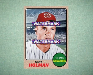 Gary Holman Washington Senators 1968 Style Custom Baseball Art Card - Picture 1 of 2