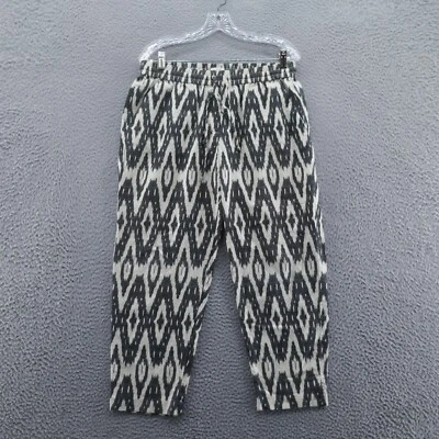 Pantalones Cortos J Crew Para Mujer Mezcla de Lino Estampado Ikat 8 Gris Marfil Azteca Boho Playa Foto 1 de 4