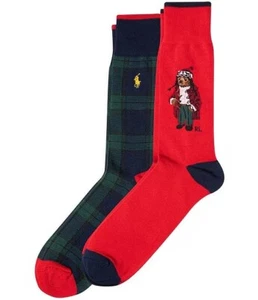 Polo Ralph Lauren Men's Artic Holiday Bear & Plaid Socks 2-Pk Sz 6-12.5, #24-3 - Picture 1 of 2