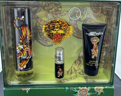 ED HARDY BY CHRISTIAN AUDIGIER MENS 4PC GIFT SET(3.4OZ EDT/S+.25MIN+SG+KEYCHAIN) - Image 1 of 2