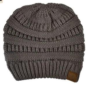 Winter Beanie Knit Thick Cap Hat Unisex Men & Women Solid Color Gray - Picture 1 of 1