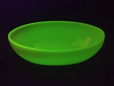 Large Art Deco Bohemian Glass Jadite Uranium Glass Oval Bowl Josephinenhutte - Image 1 of 4