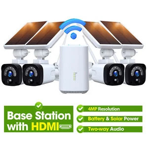 Solar Battery Wireless Security Camera System Outdoor HDMI Output Night Vision - Picture 1 of 10