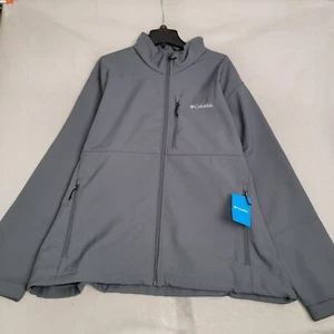 COLUMBIA SOFTSHELL Mens JACKET 3XL GRAY Ascender Rain OUTDOOR COAT FULL ZIP NWT - Picture 1 of 16